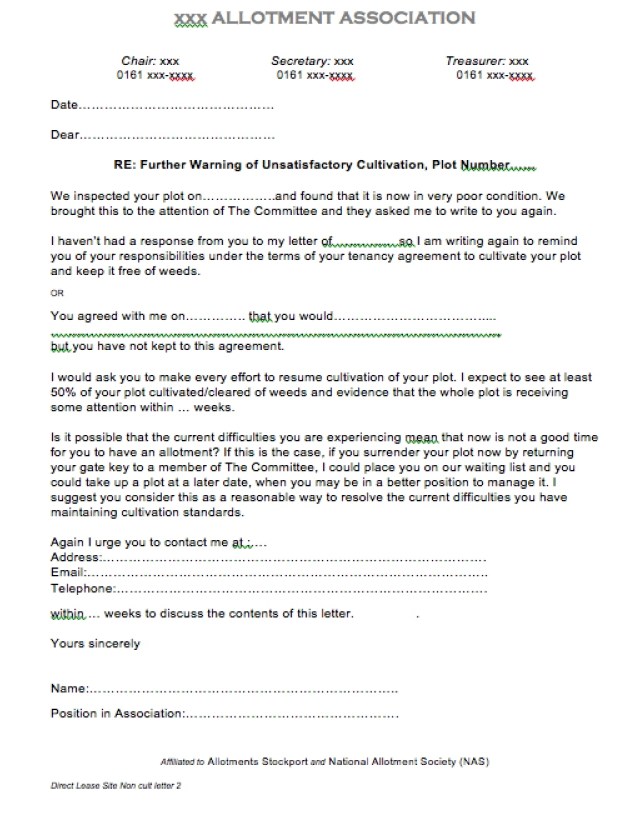 Non-Cultivation Letter 2